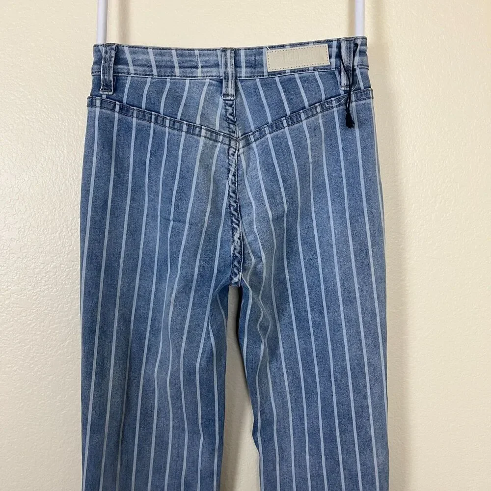 Rock & Roll Denim Women Size 25 High Rise Striped Trousers Bootcut Flare Jeans